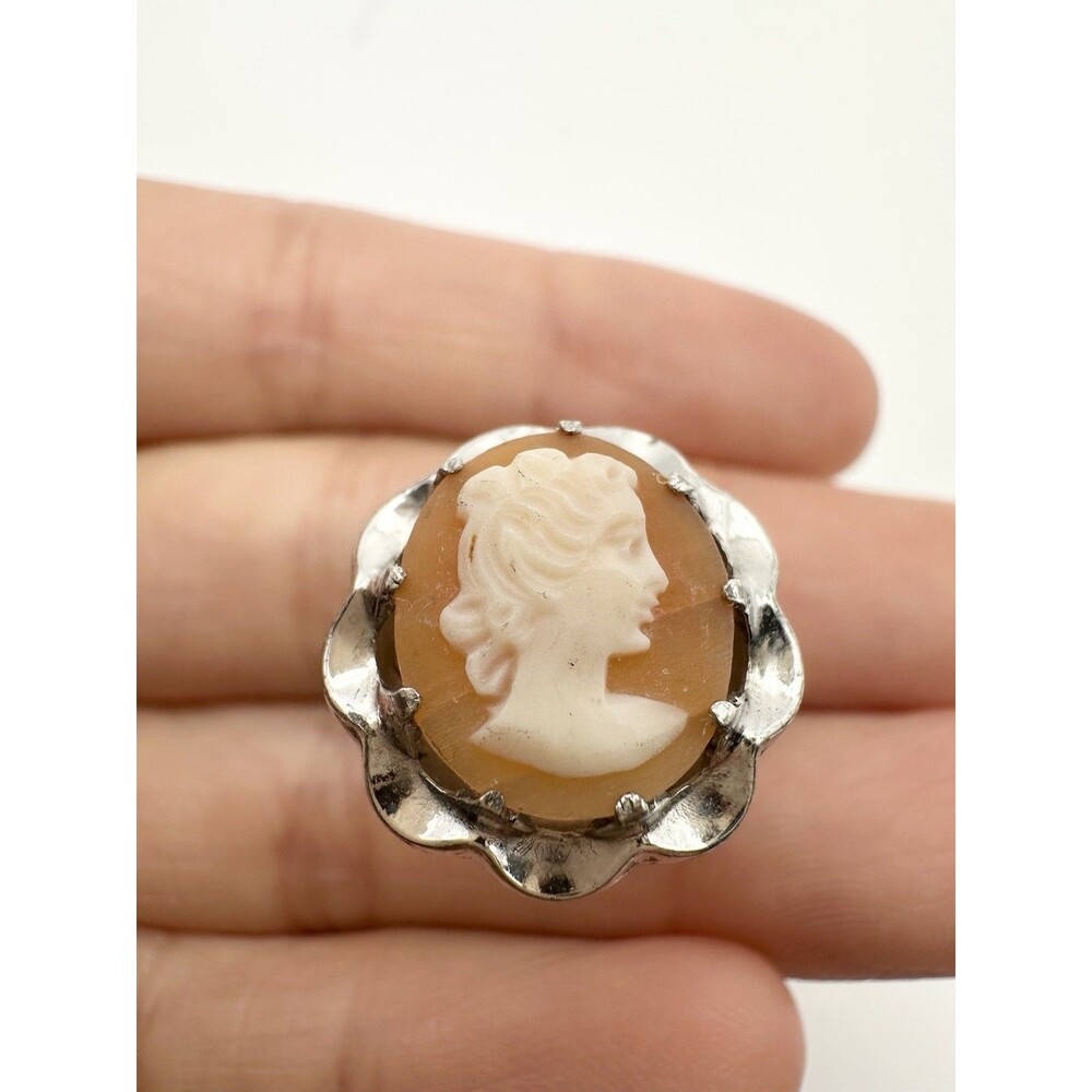 Vintage Sterling Silver Cameo Ring Size 6.5